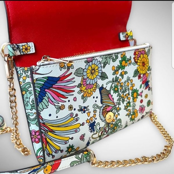 🎀NWT Authentic RARE Tory Burch Emerson Printed Chain Crossbody & 18k Gold Kira. - Picture 10 of 12